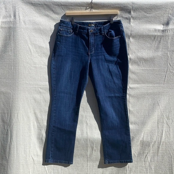 Lee Jeans Women 16 Short Mid Rise Straight Secretly Shapes Blue Denim - Picture 1 of 9